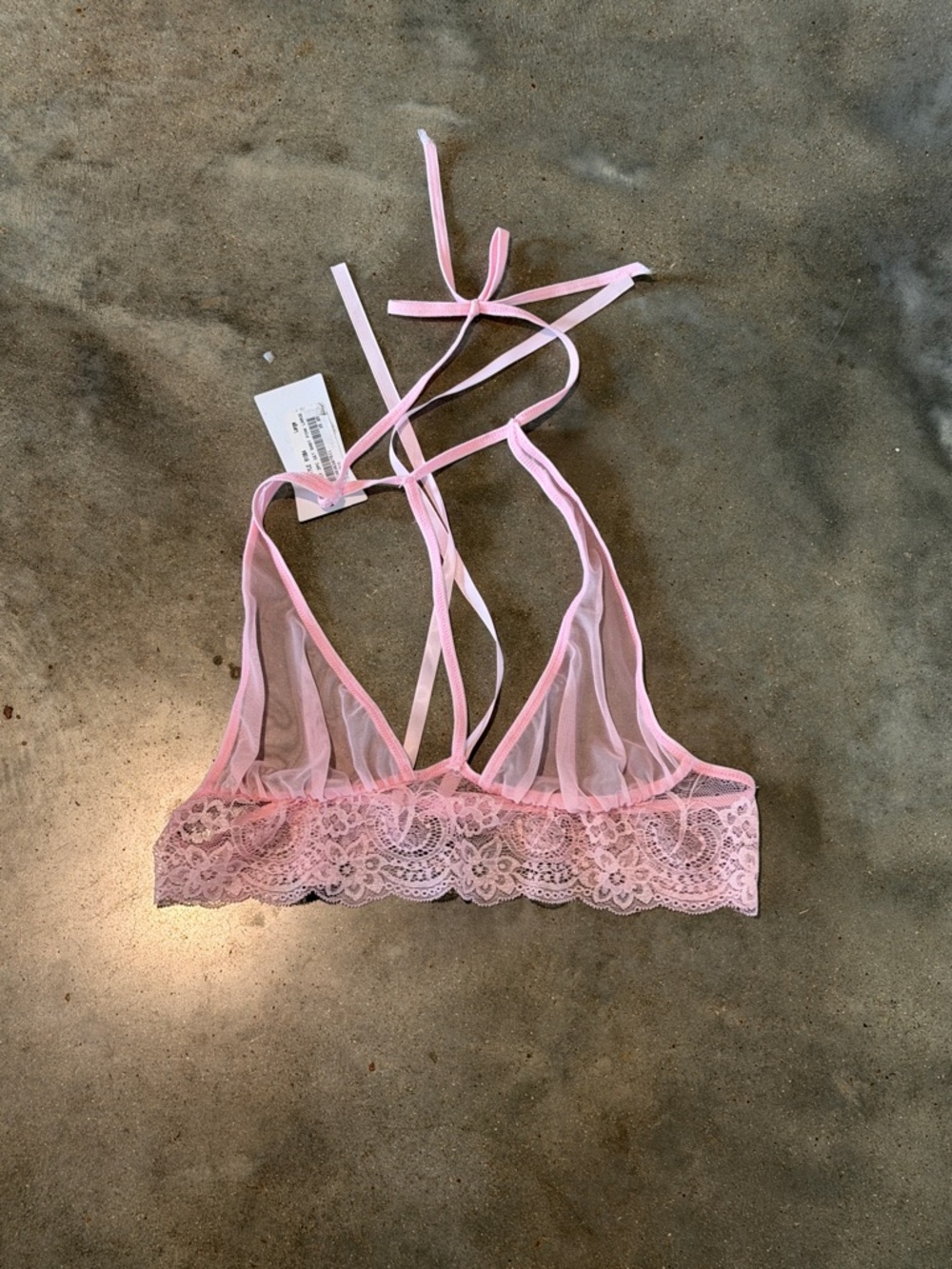 Sheer Lace Bralette - Pink